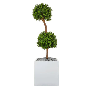 Cube/Square Planter fitted with artificial Double Buxus Ball Tree Artificial Elegance