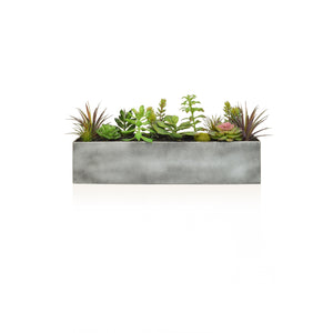 Artificial Succulent Mix in Steel Trough 50cm Artificial Elegance