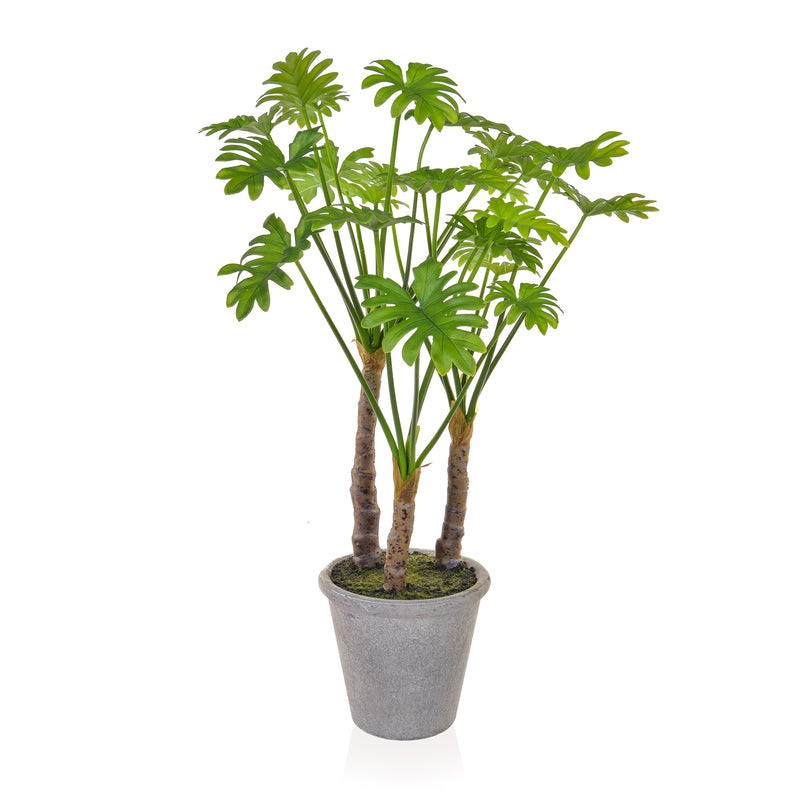 Artificial Green Large Leaf in Grey Pot 65cm Artificial Elegance