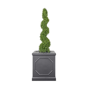 Chelsea Planter fitted with artificial Boxwood Spiral Tree Artificial Elegance