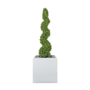 Cube/Square Planter fitted with artificial Boxwood Spiral Tree Artificial Elegance