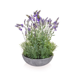 Artificial Lavender in Slate Bowl Artificial Elegance