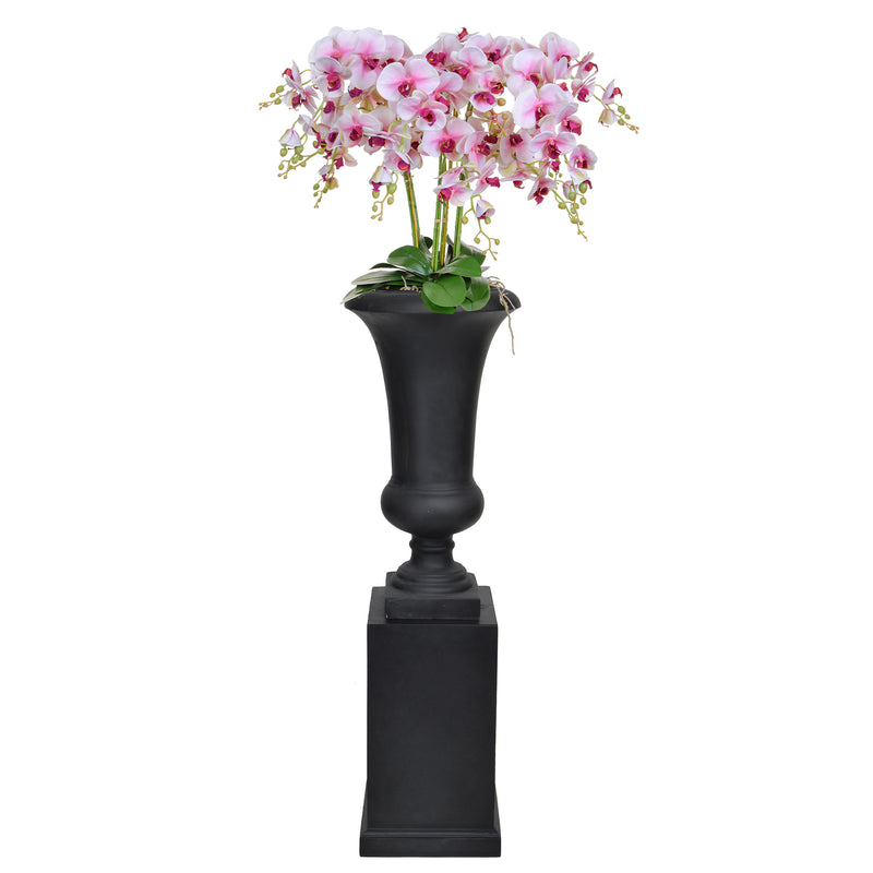 Artificial Phalaenopsis Orchid Real touch Pink & White in moss mound 90cm Artificial Elegance