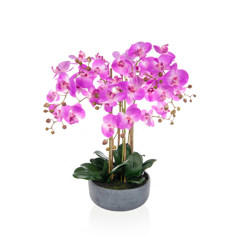 Artificial Phalaenopsis Orchid in Pink, in Pre-potted bowl Artificial Elegance