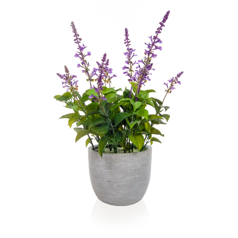 Artificial Lavender in Grey Pot Artificial Elegance