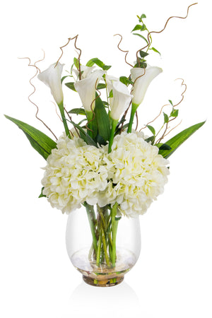 Artificial Hydrangea & Lillie's in Vase Artificial Elegance