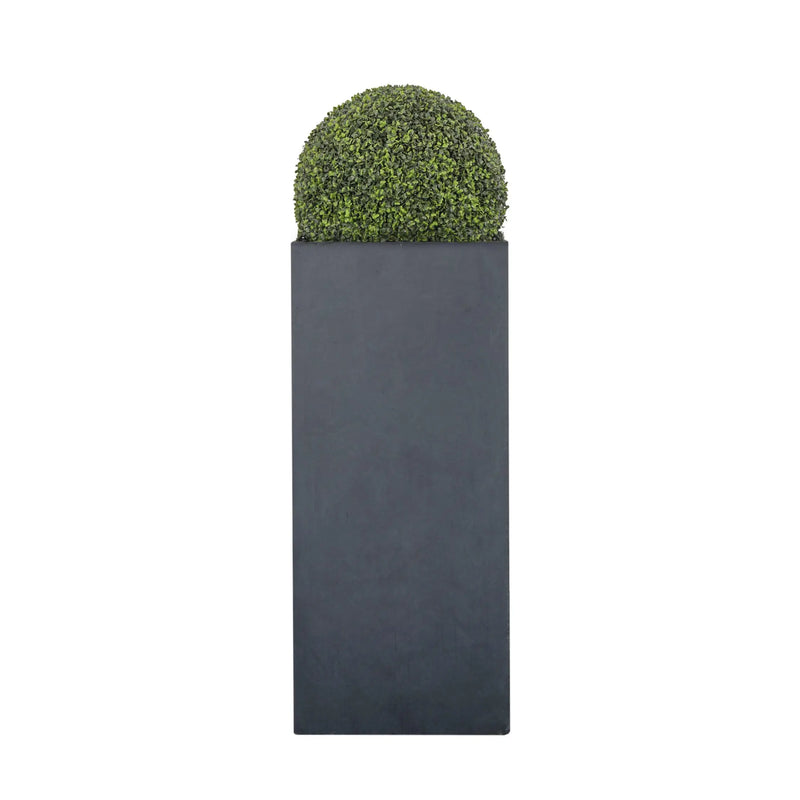 Tall Square Planter 100cm fitted with artificial Boxwood Ball Artificial Elegance