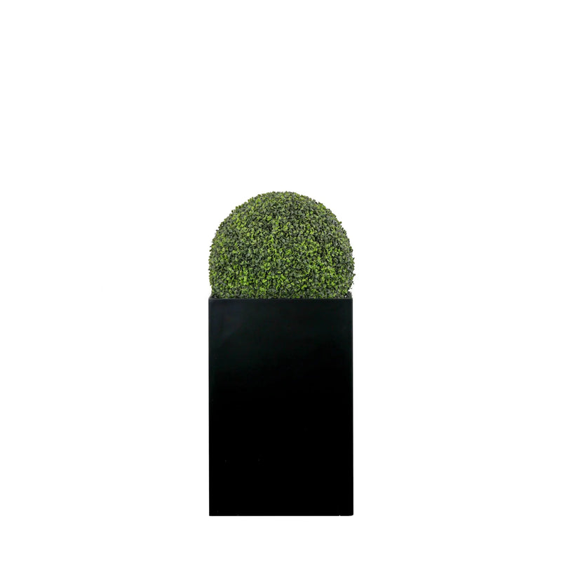 Tall Square Planter 60cm fitted with artificial Boxwood Ball 40cm Artificial Elegance