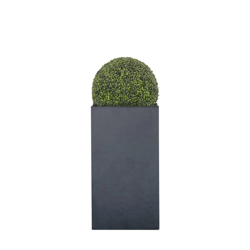 Tall Square Planter 80cm fitted with artificial Boxwood Ball Artificial Elegance
