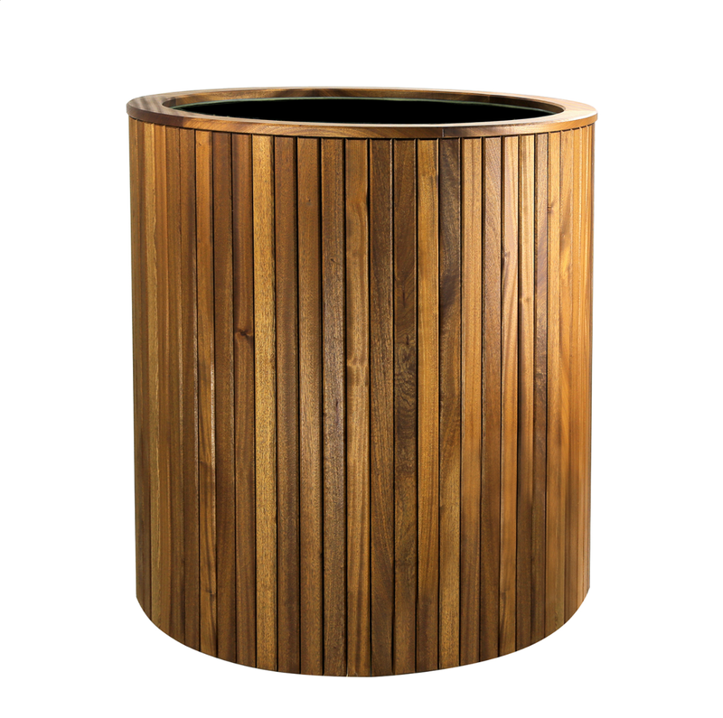 Cylinder Timber Wood Planter Artificial Elegance